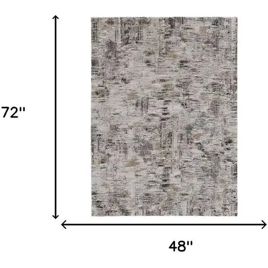 Gray and Ivory Abstract Power Loom Distressed Area Rug Photo 3