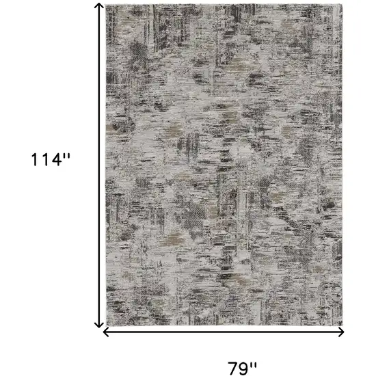 Ivory Gray And Brown Abstract Power Loom Distressed Stain Resistant Area Rug Photo 10