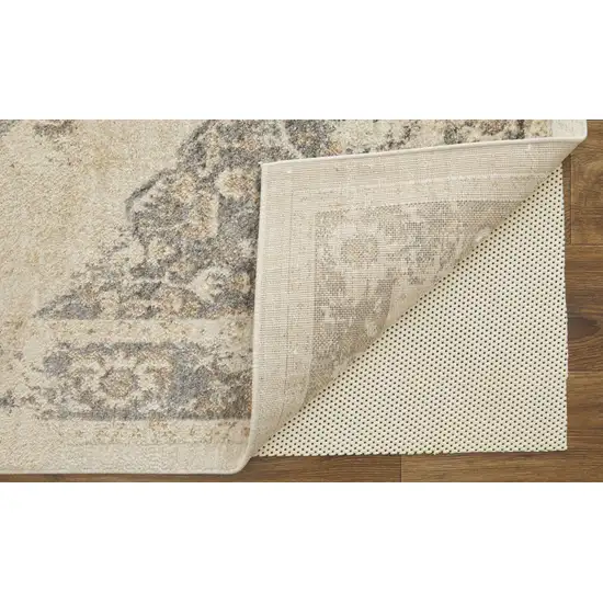 Ivory Gray And Brown Floral Power Loom Distressed Area Rug Photo 5