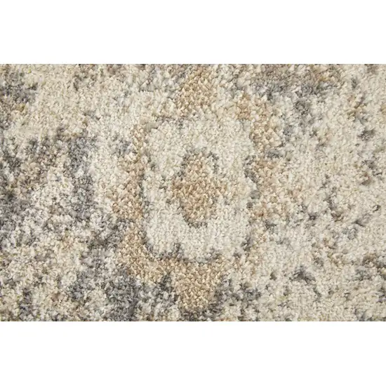 Ivory Gray And Brown Floral Power Loom Distressed Area Rug Photo 3