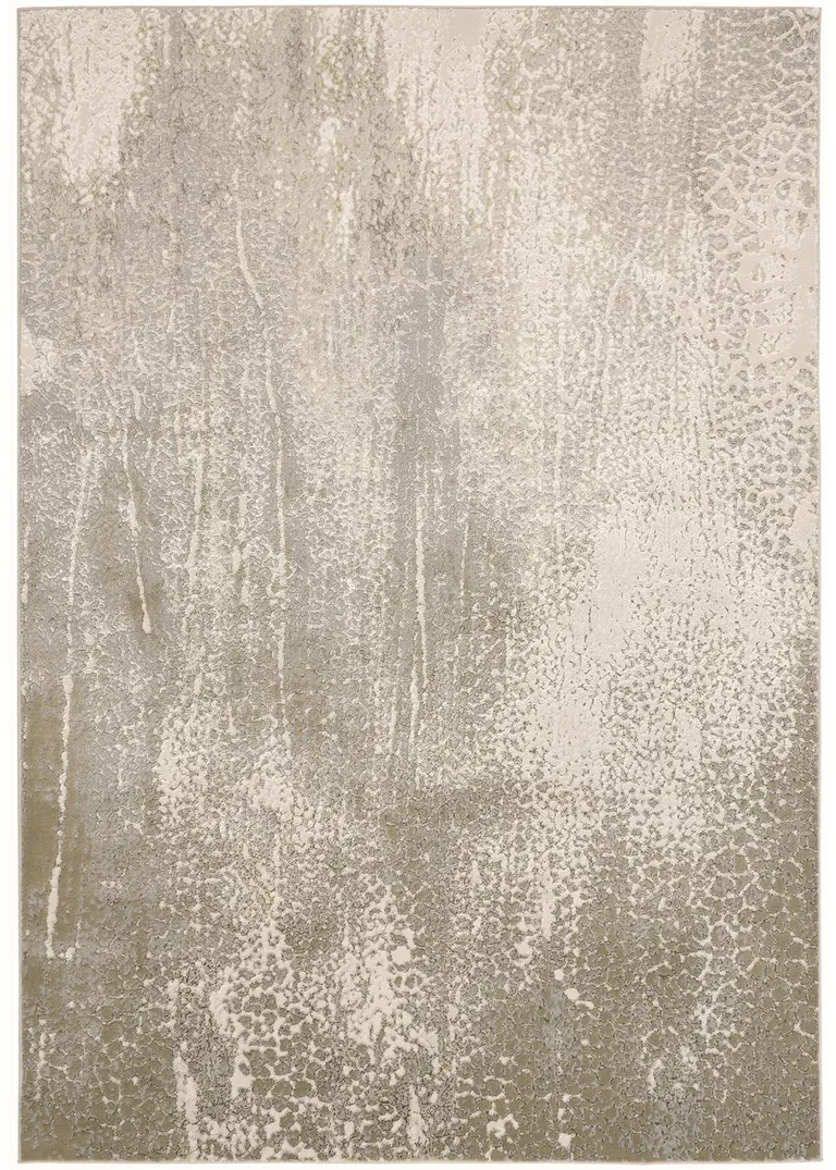 Ivory Gray And Gold Abstract Area Rug Photo 1