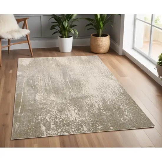 Gray and Ivory Abstract Non Skid Area Rug Photo 1