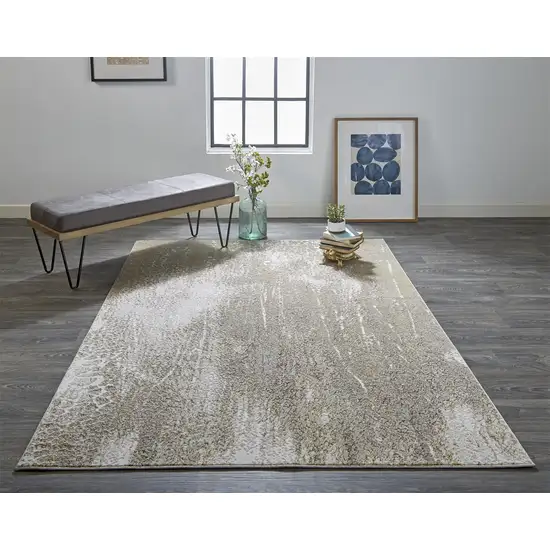 Ivory Gray And Gold Abstract Area Rug Photo 5