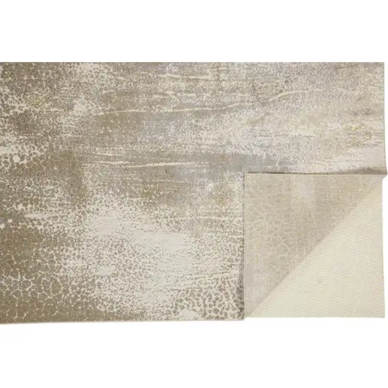 Ivory Gray And Gold Abstract Area Rug Photo 7