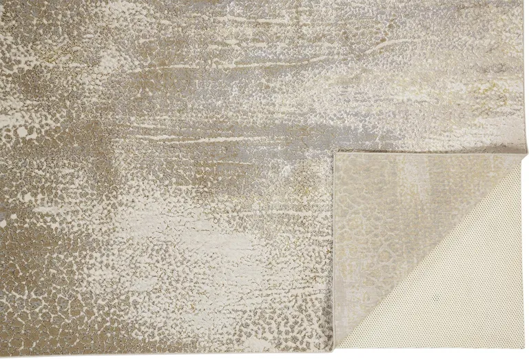 Ivory Gray And Gold Abstract Stain Resistant Area Rug Photo 1