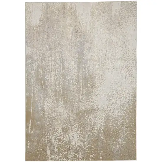 Ivory Gray And Gold Abstract Stain Resistant Area Rug Photo 2