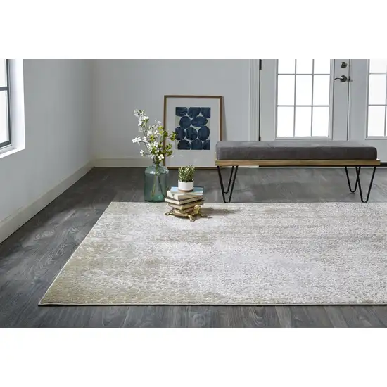 Ivory Gray And Gold Abstract Stain Resistant Area Rug Photo 6