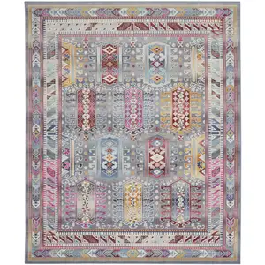 Photo of Ivory Gray And Red Floral Distressed Non Skid Area Rug