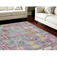 Photo of Ivory Gray And Red Floral Distressed Non Skid Area Rug