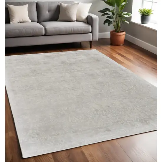 Gray and Ivory Abstract Hand Woven Area Rug Photo 1