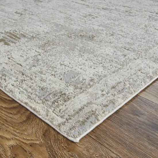 Ivory Gray And Tan Abstract Power Loom Distressed Stain Resistant Area Rug Photo 7