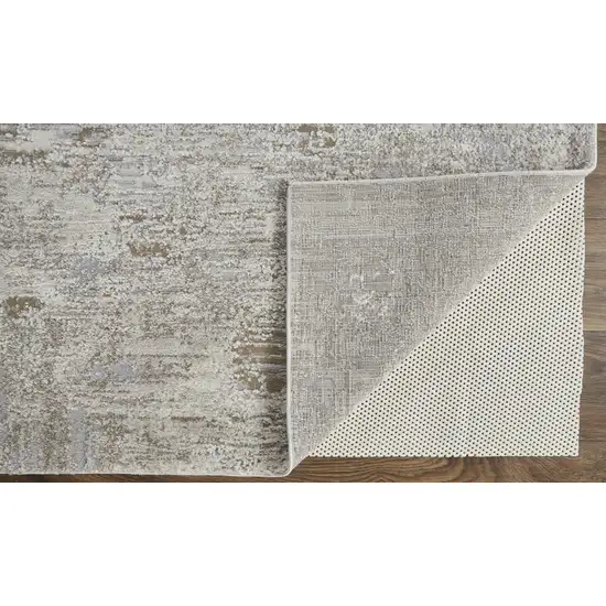 Ivory Gray And Tan Abstract Power Loom Distressed Stain Resistant Area Rug Photo 3