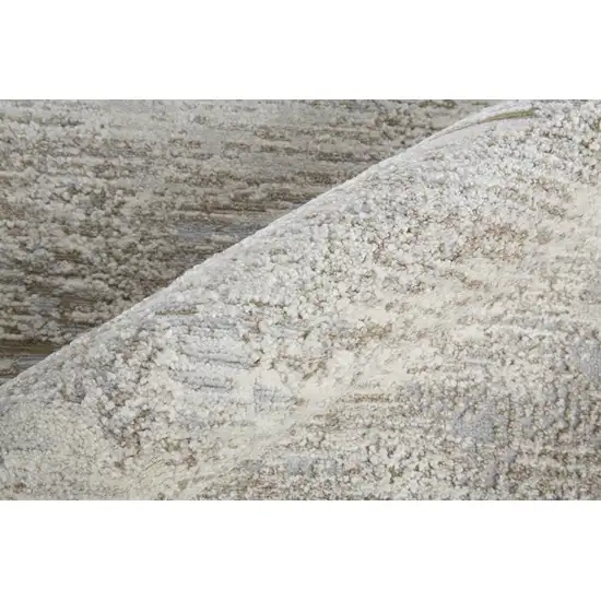 Ivory Gray And Tan Abstract Power Loom Distressed Stain Resistant Area Rug Photo 9