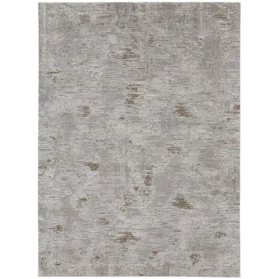 Ivory Gray And Tan Abstract Power Loom Distressed Stain Resistant Area Rug Photo 1