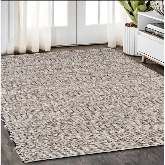 Gray and Ivory Wool Hand Woven Area Rug Photo 1