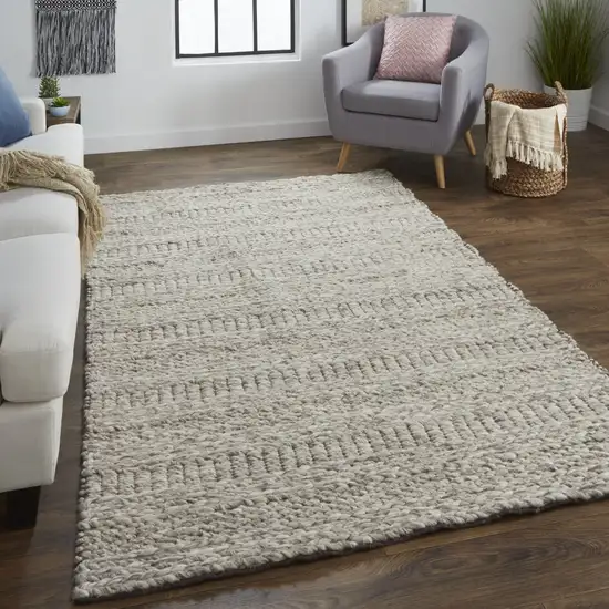 Ivory Gray And Tan Wool Hand Woven Stain Resistant Area Rug Photo 7