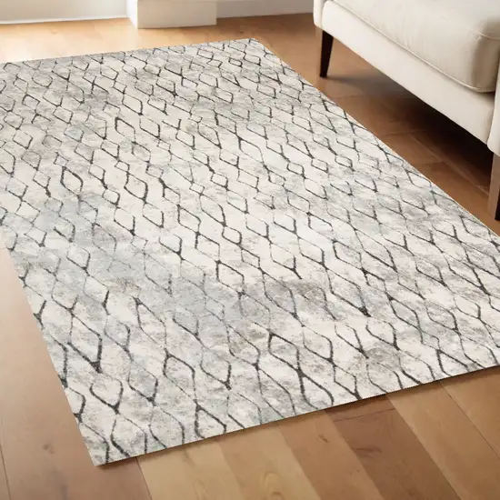 Ivory Gray And Taupe Abstract Stain Resistant Area Rug Photo 1