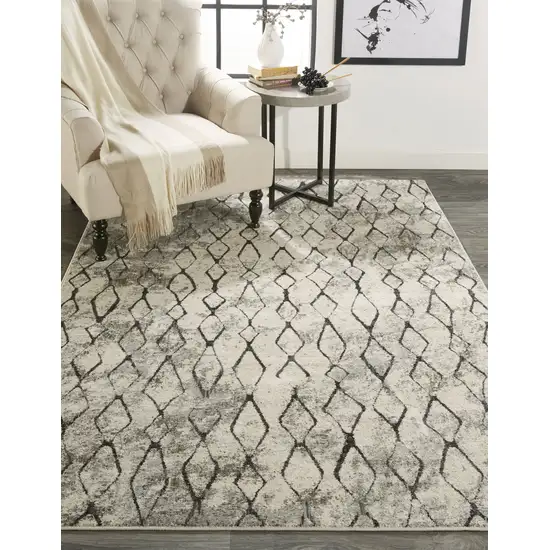 Ivory Gray And Taupe Abstract Stain Resistant Area Rug Photo 7