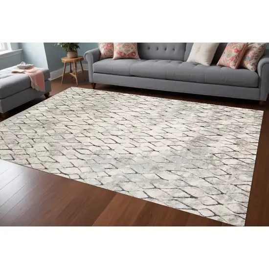 Ivory Gray And Taupe Abstract Stain Resistant Area Rug Photo 1