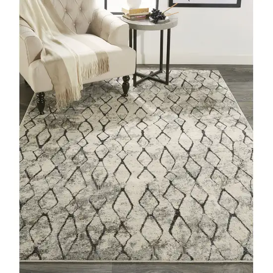 Ivory Gray And Taupe Abstract Stain Resistant Area Rug Photo 8