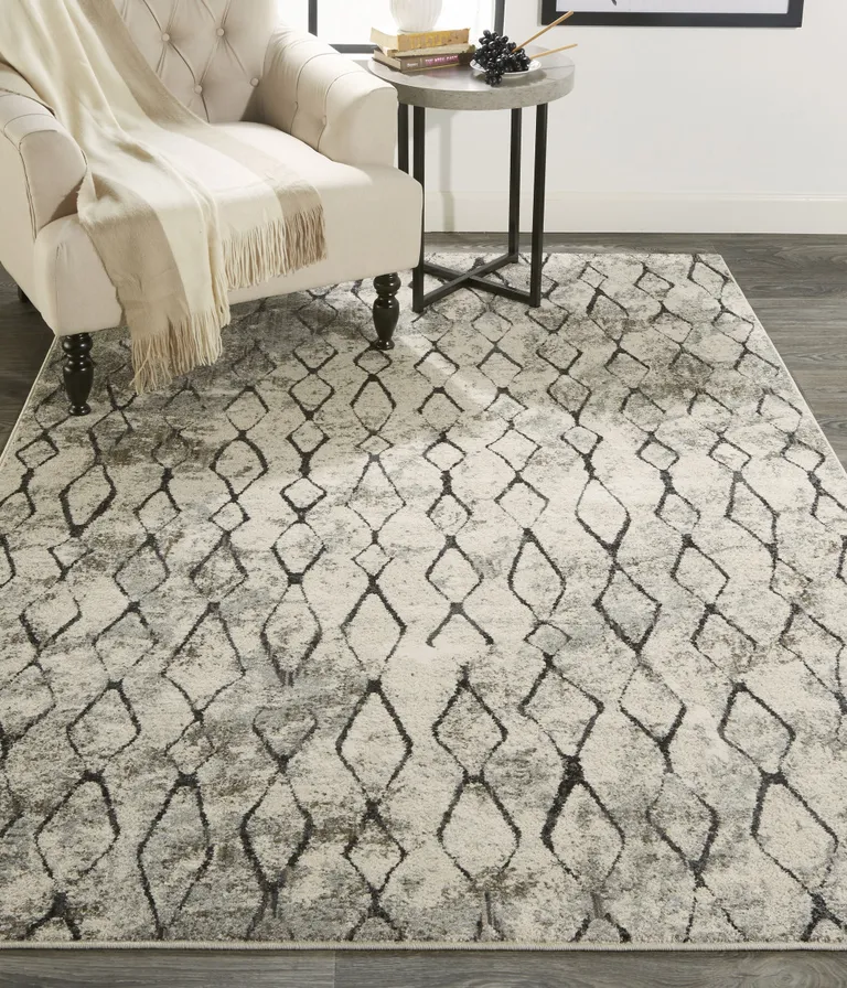 Ivory Gray And Taupe Abstract Stain Resistant Area Rug Photo 5