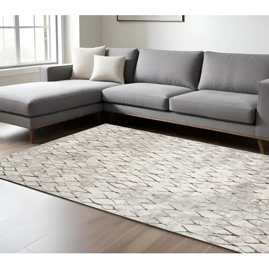 Gray and Ivory Abstract Area Rug Photo 2