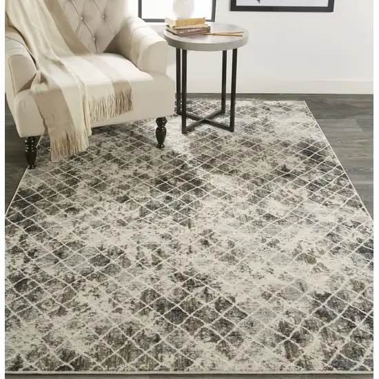 Ivory Gray And Taupe Abstract Stain Resistant Area Rug Photo 7