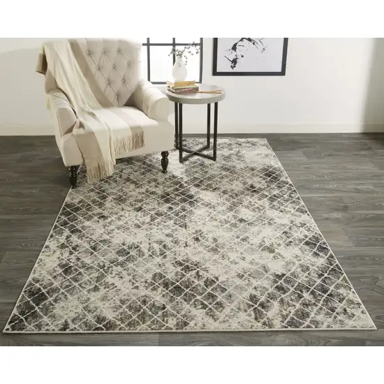 Ivory Gray And Taupe Abstract Stain Resistant Area Rug Photo 2