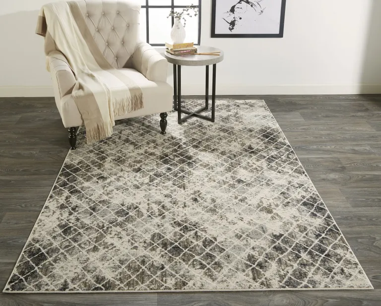 Ivory Gray And Taupe Abstract Stain Resistant Area Rug Photo 2