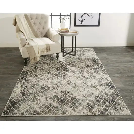 Ivory Gray And Taupe Abstract Stain Resistant Area Rug Photo 8