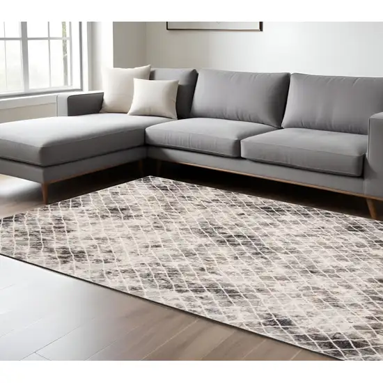 Gray and Ivory Abstract Area Rug Photo 1