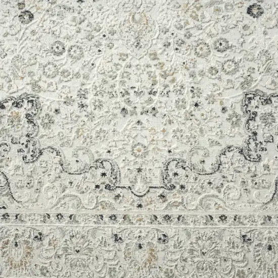 Ivory Gray And Taupe Floral Power Loom Stain Resistant Area Rug Photo 8