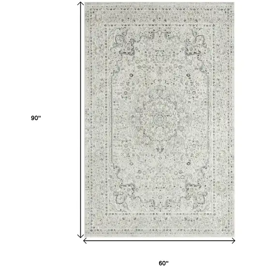 Ivory Gray And Taupe Floral Power Loom Stain Resistant Area Rug Photo 7