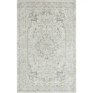 Photo of Ivory Gray And Taupe Floral Power Loom Stain Resistant Area Rug