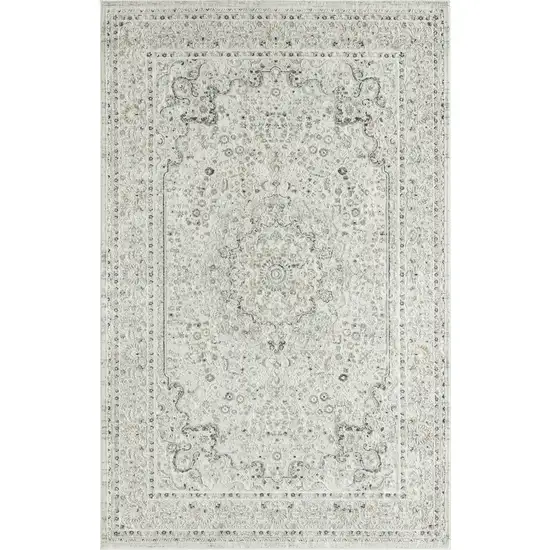 Ivory Gray And Taupe Floral Power Loom Stain Resistant Area Rug Photo 1