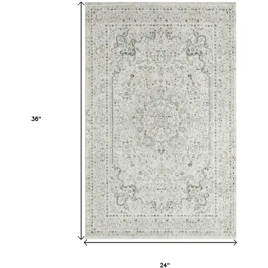 Ivory Gray And Taupe Floral Stain Resistant Area Rug Photo 7