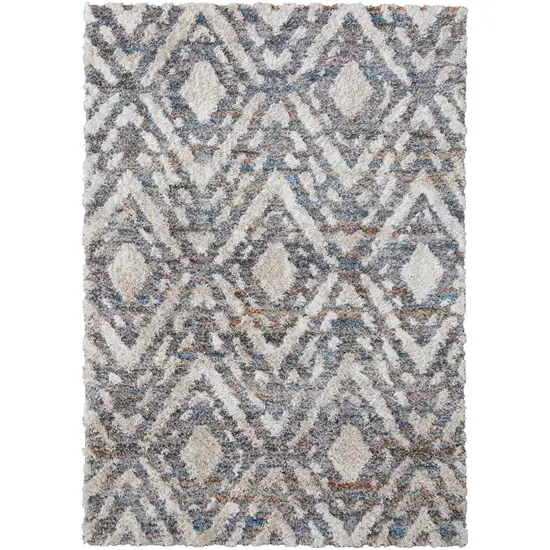 Ivory Gray And Taupe Geometric Power Loom Stain Resistant Area Rug Photo 1