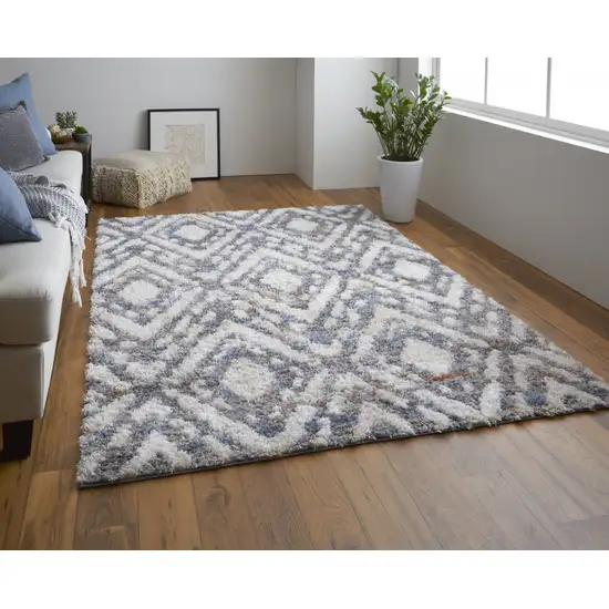 Ivory Gray And Taupe Geometric Power Loom Stain Resistant Area Rug Photo 7