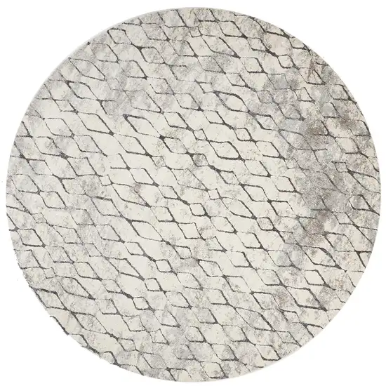 Ivory Gray And Taupe Round Abstract Stain Resistant Area Rug Photo 1