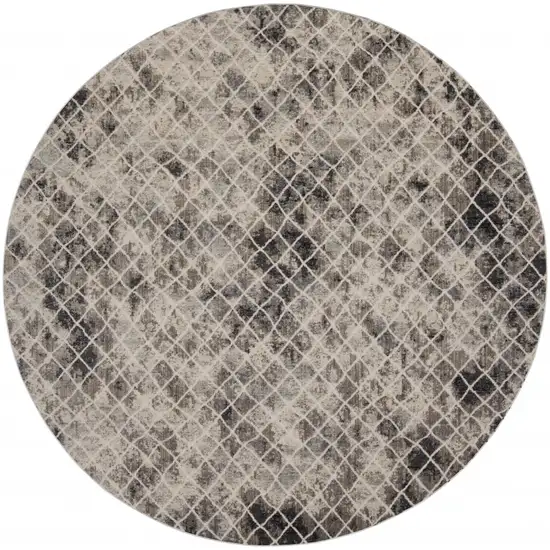 Ivory Gray And Taupe Round Abstract Stain Resistant Area Rug Photo 1