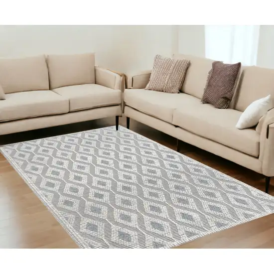 Gray Geometric Dhurrie Area Rug Photo 1