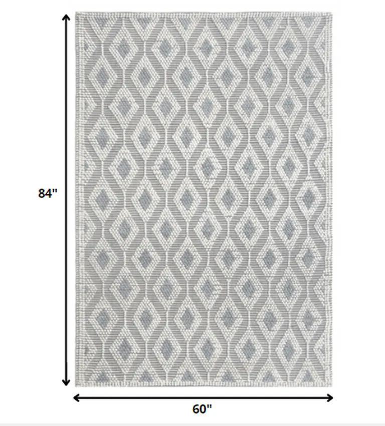 Ivory Gray Diamond Trellis Modern Area Rug Photo 5