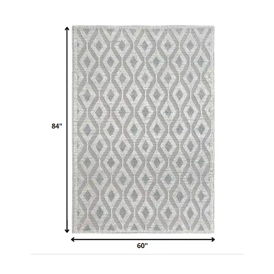 Ivory Gray Diamond Trellis Modern Area Rug Photo 5