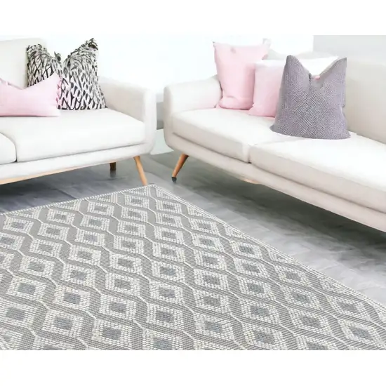 Gray Geometric Dhurrie Area Rug Photo 1