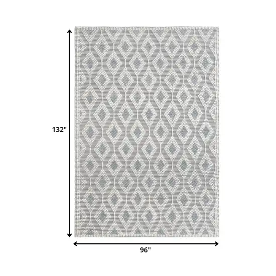 Ivory Gray Diamond Trellis Modern Area Rug Photo 5