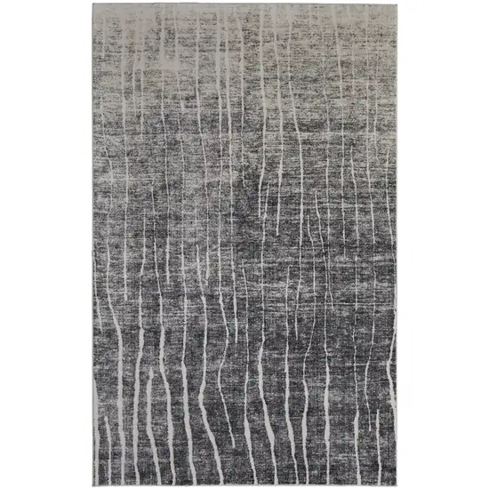 Ivory Gray and Black Abstract Power Loom Area Rug Photo 4