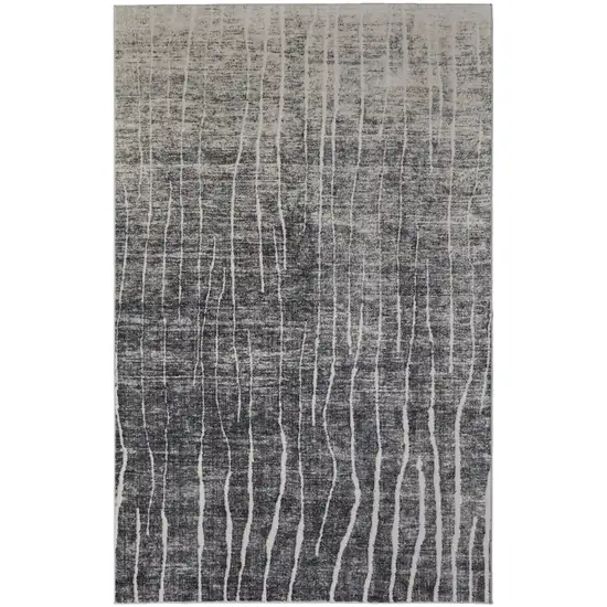 Ivory Gray and Black Abstract Power Loom Area Rug Photo 2