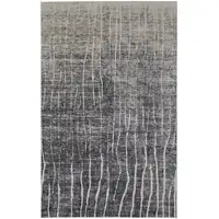 Photo of Ivory Gray and Black Abstract Power Loom Area Rug