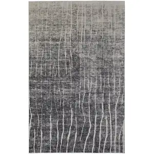 Photo of Ivory Gray and Black Abstract Power Loom Area Rug