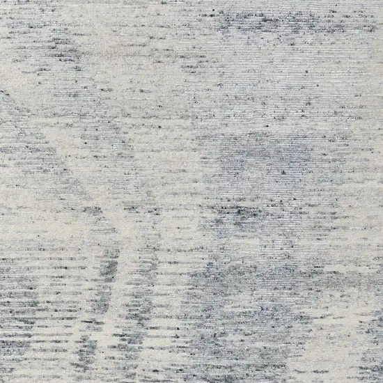 Ivory Gray and Blue Abstract Hand Knotted Worn Faded Area Rug Photo 4